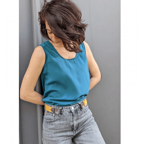 CEINTURE SANS BOUCLE VEGAN MOUTARDE -...