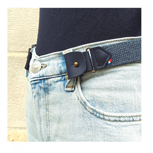 CEINTURE SANS BOUCLE VEGAN ET RECYCLEE BLUE JEAN - LIBELTE - LE MOUTON A 3 PATTES