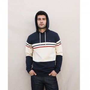 SWEAT CAPUCHE ULYSSE ST JAMES COTON BIO ECRU MARINE - MAISON FT - LE MOUTON A 3 PATTES - 1