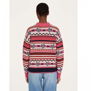 PULL JACQUARD FANTAISIE ERIN EN LAINE ROSE - THOUGHT - LE MOUTON A 3 PATTES - 1 2