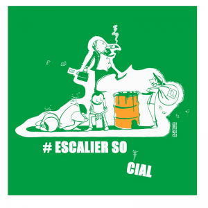 TSHIRT MANCHES COURTES DOUALA ESCALIER SOCIAL BURGUNDY - QUATRUES - LE MOUTON A 3 PATTES - 1 2