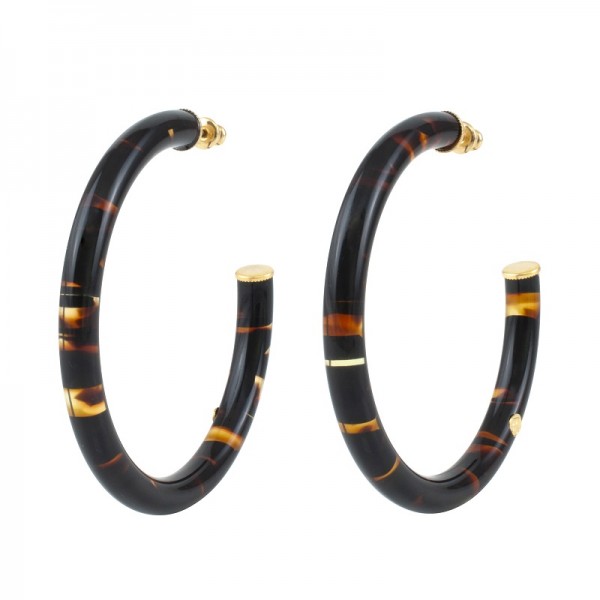 CREOLES EPAISSES EN ACETATE ENCRE MARRON - BIJOUX KOCHER - LE MOUTON A 3 PATTES