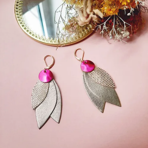 BOUCLES D OREILLES CELESTE FUSCHIA - NI UNE NI DEUX - LE MOUTON A 3 PATTES