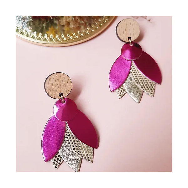 BOUCLES D OREILLES MANDALA FUCHSIA - NI UNE NI DEUX - LE MOUTON A 3 PATTES