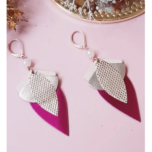 BOUCLES D OREILLES GRAND LOTUS FUCHSIA - NI UNE NI DEUX - LE MOUTON A 3 PATTES