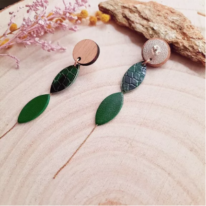 BOUCLES D OREILLES IRIS EMERAUDE - NI UNE NI DEUX - LE MOUTON A 3 PATTES - 1 2