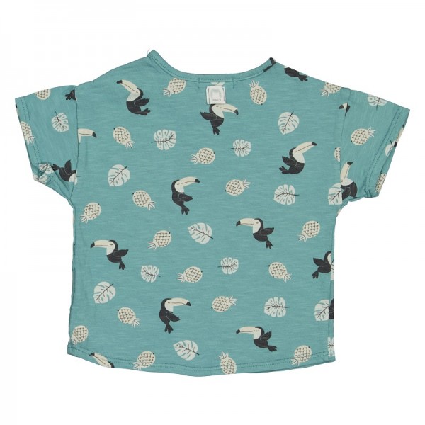 T SHIRT MANCHES COURTES VERT MOTIFS...