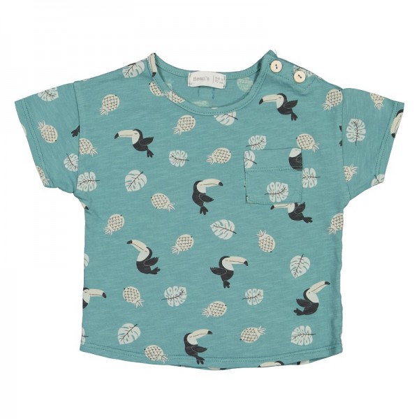 T SHIRT MANCHES COURTES VERT MOTIFS...