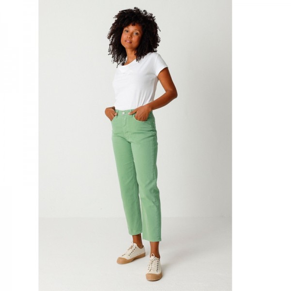 PANTALON ANIA DENIM DROIT COTON BIO VERT - SKFK - LE MOUTON A 3 PATTES - 2