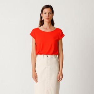 HAUT ATALIA TENCEL UNI ORANGE - SKFK - LE MOUTON A 3 PATTES - 1