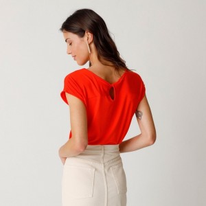 HAUT ATALIA TENCEL UNI ORANGE - SKFK - LE MOUTON A 3 PATTES - 1 2