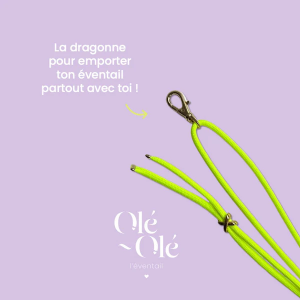 DRAGONNE D EVENTAIL JAUNE FLUO - OLE OLE - LE MOUTON A 3 PATTES - 1 2