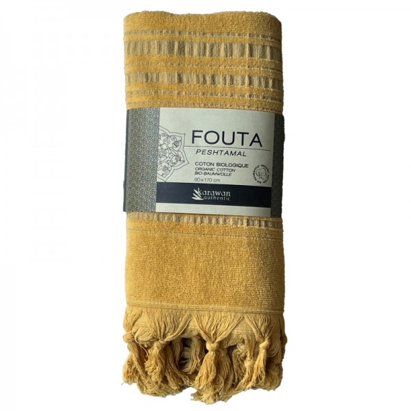 FOUTA DOLCE EPONGE COTON BIO COLORIS CITRINE - KARAWAN AUTHENTIC - LE MOUTON A 3 PATTES - 2