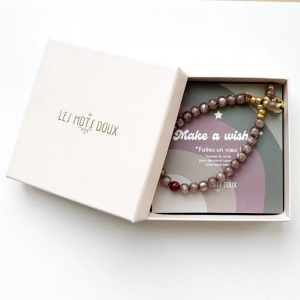 BRACELET MAKE A WISH VIEUX ROSE - LES MOTS DOUX - LE MOUTON A 3 PATTES - 1 2